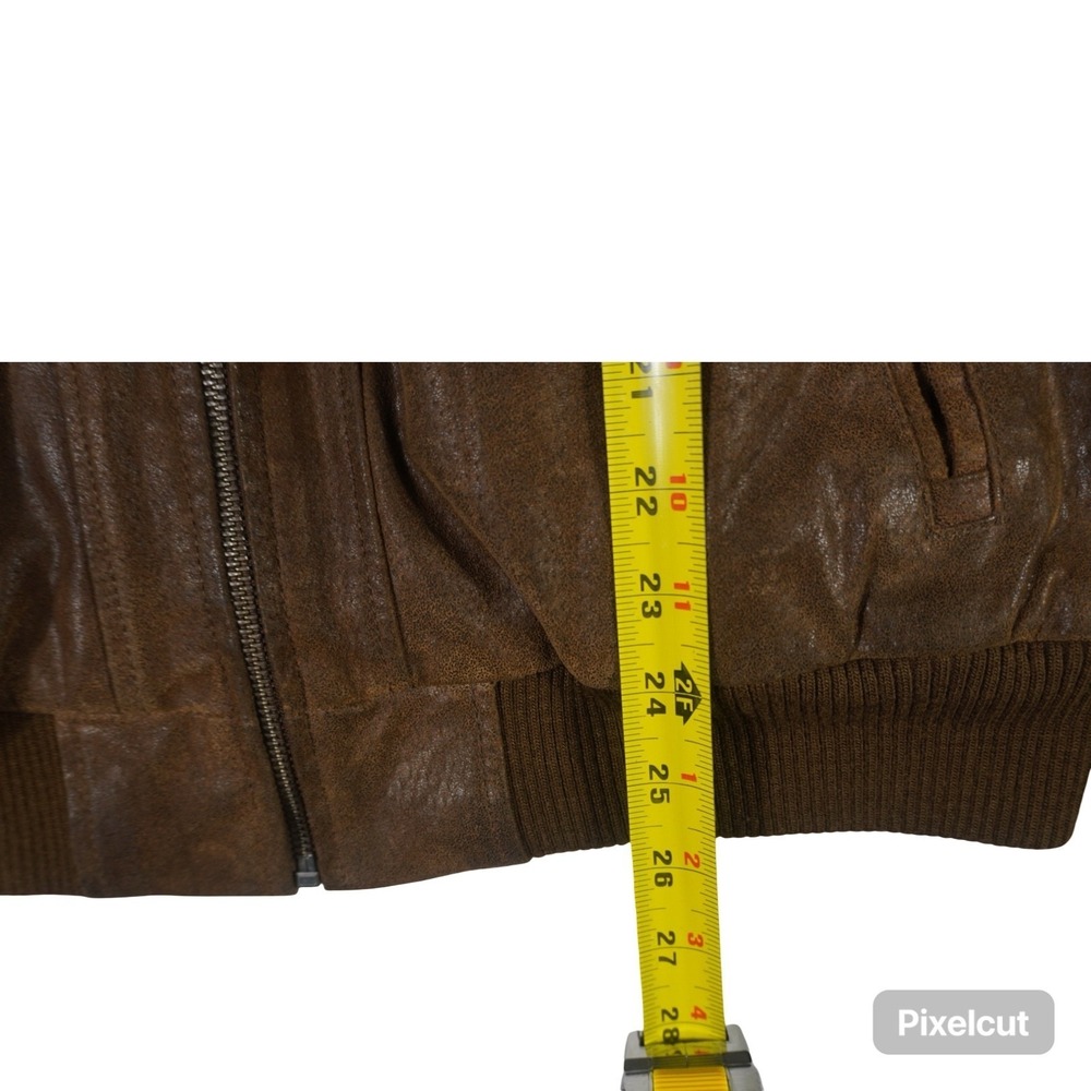 Flavor Leather Motorcycle Jacket Men Small Brown Lined Multipocket Biker Winter - Picture 6 of 11